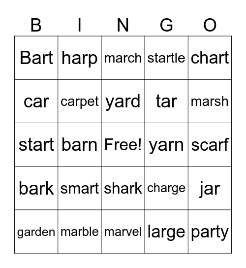 Lesson 77 AR Bingo Card