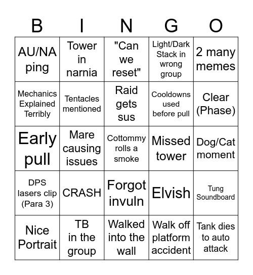 P12S Bingo Card Bingo Card