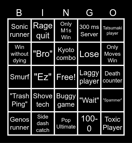 Saitama Bingo Card