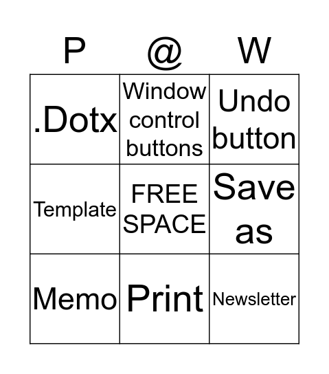 Powerpoint and Word Bingo Card