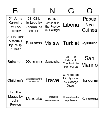 Hemliga Bokklubben Bingo Card
