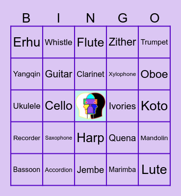 SpeechieAngel's ASL Bingo - "INSTRUMENTS" Bingo Card