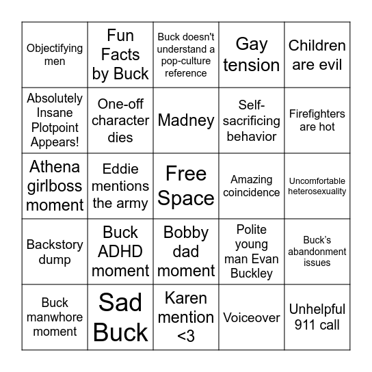 911 Bingo Card