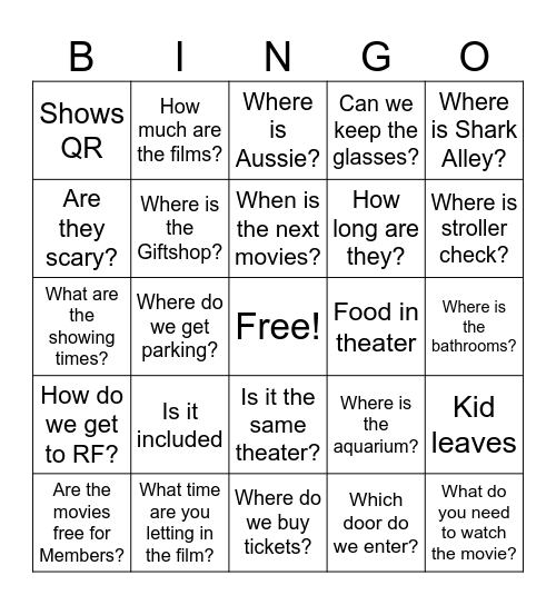 Theater Bingo Card