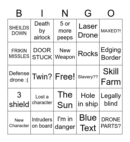 FTL Bingo Card