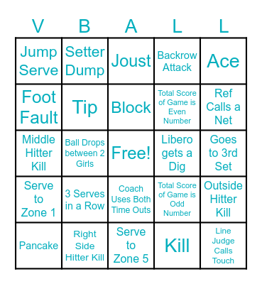 Idaho Impact Volleyball Bingo Card