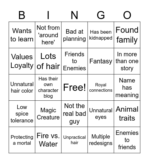 Blaze Bingo Card