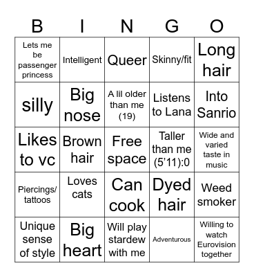 Are you Ellie’s type? Bingo Card