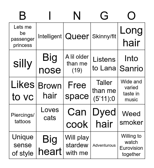 Are you Ellie’s type? Bingo Card