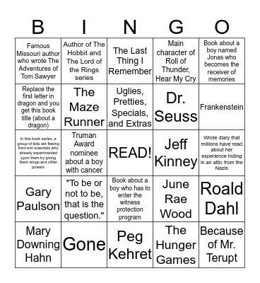 Happy Missouri Read In Day! Bingo Card