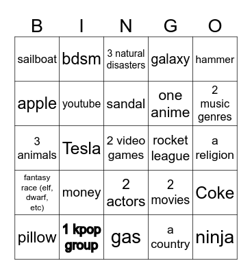 Infinite craft Bingo Card