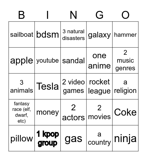 Infinite craft Bingo Card