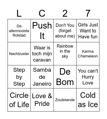 ************************************************** Bingo Card