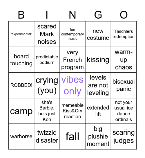 FD Ice Dance Bingo Card