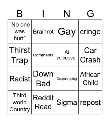 instagram reels Bingo Card