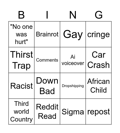 instagram reels Bingo Card