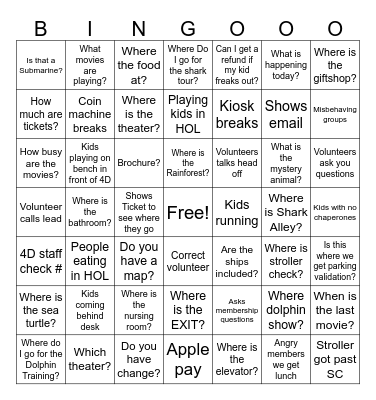 Info Desk Bingo Card