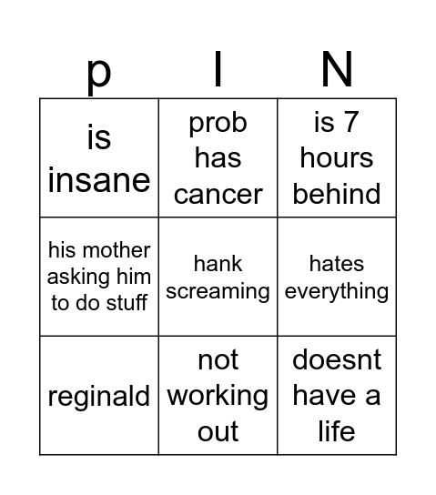 park Bingo Card