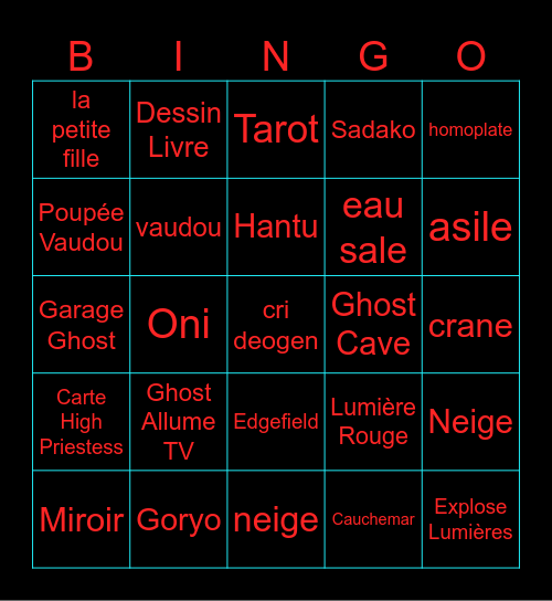 BINGO PHASMO Bingo Card