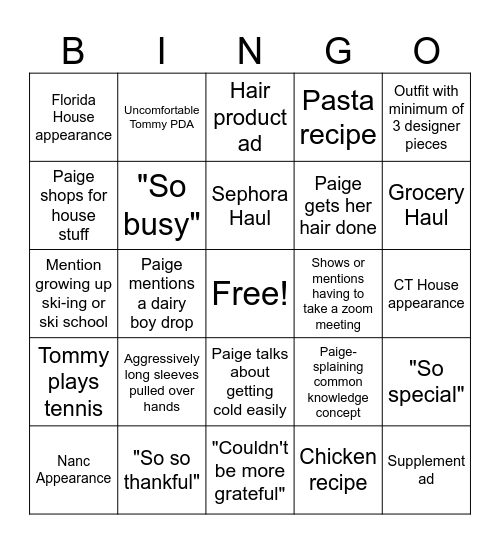 Dairy Boy Bingo Card