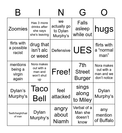 Nora Bingo Card