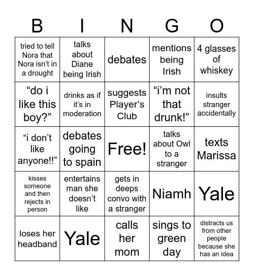 Amanda Bingo Card