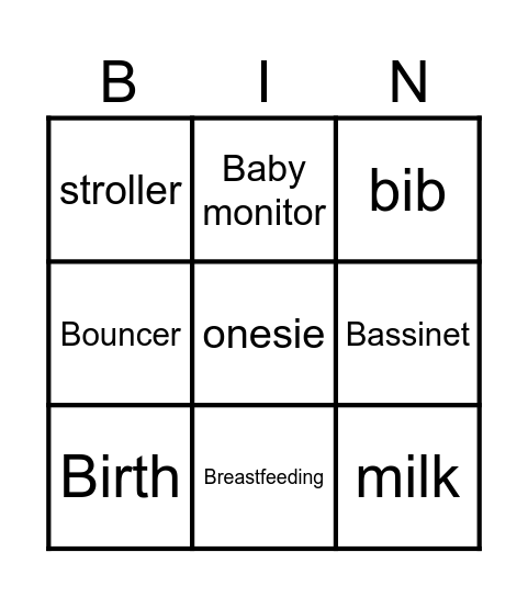 Baby Bin(go) Bingo Card