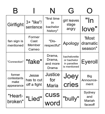 Women Tell ALL Bingo Card