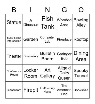 IFV Location Scouting Bingo Card