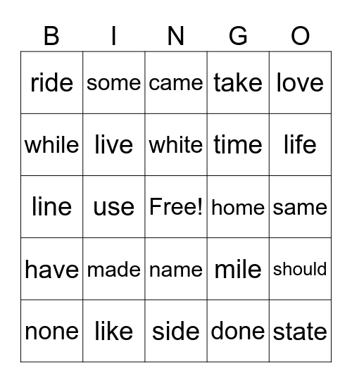 Lesson 62 Review & Exceptions Bingo Card