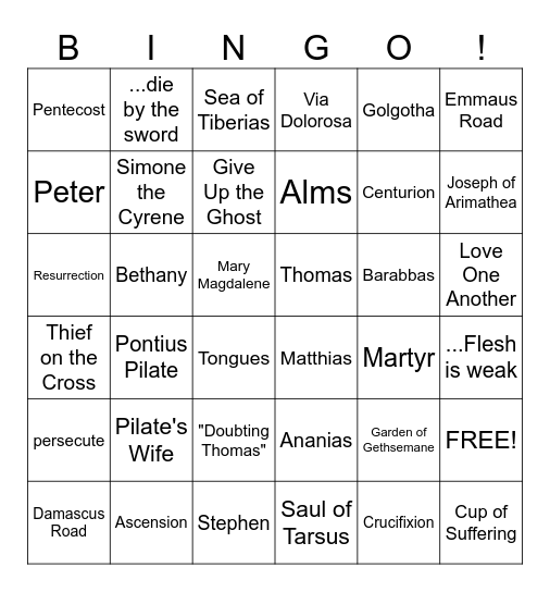 Christian Studies Review Bingo Card