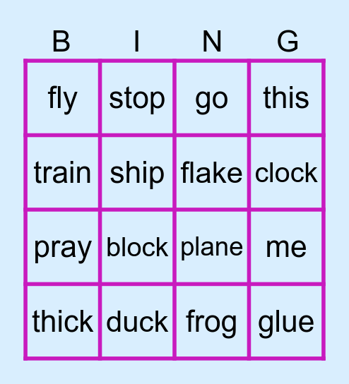 Phonics Chart 6 Bingo Card