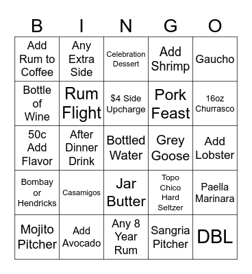 Big Money Bingo Card