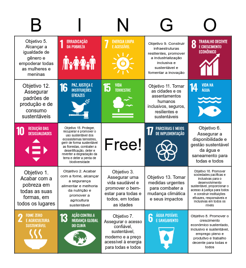 Bingo dos ODS Bingo Card