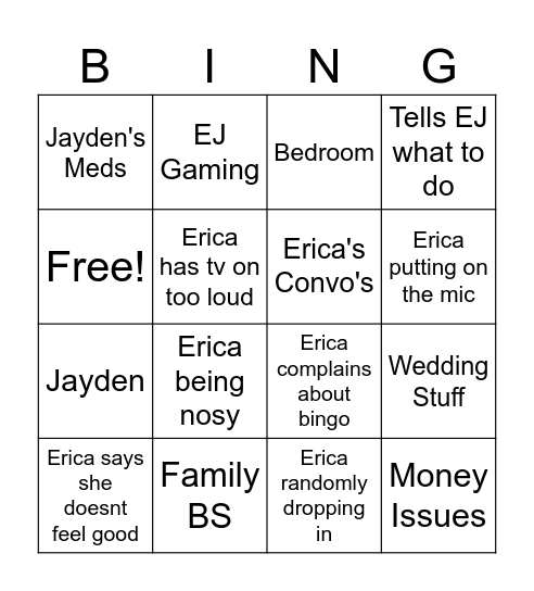 Erica's Bitchin Bingo Card
