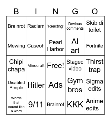 Instagram Reels Bingo Card