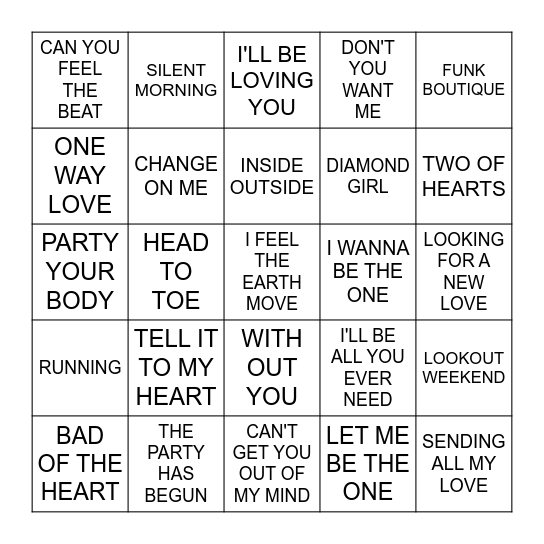 FREESTYLE Bingo Card