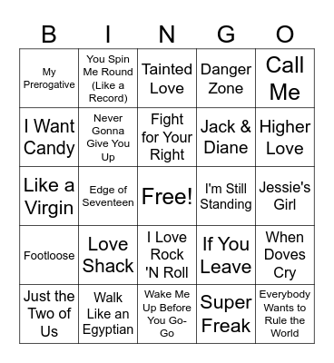 MM 80's #3 Bingo Card