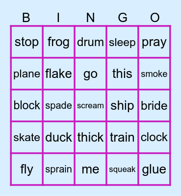 Phonics Chart 6 & 7 Bingo Card