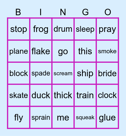 Phonics Chart 6 & 7 Bingo Card