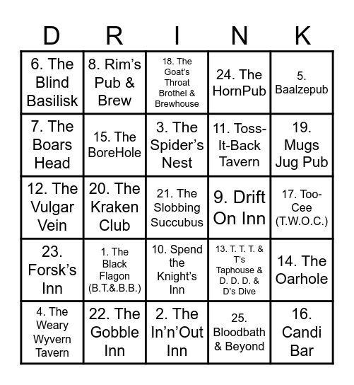 Drift Avallii’s Draft Aviditii Bingo Card