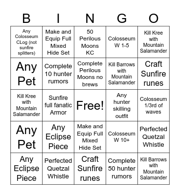 AAO VARLAMORE BINGO Card