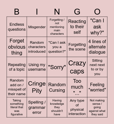 Character Ai Bingo Card