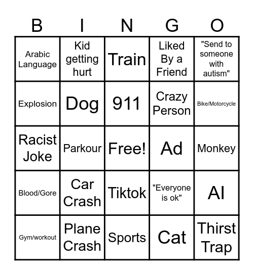 IG Reels Bingo Card