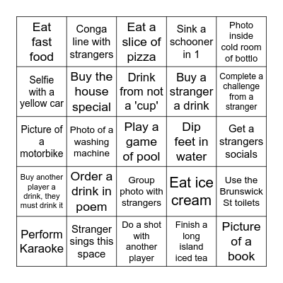 Pub Crawl Bingo Card