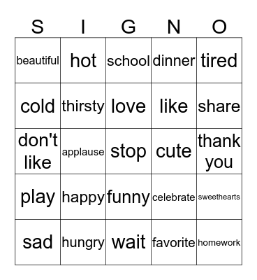 SIGNO! Bingo Card
