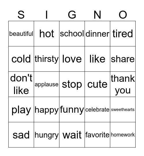 SIGNO! Bingo Card