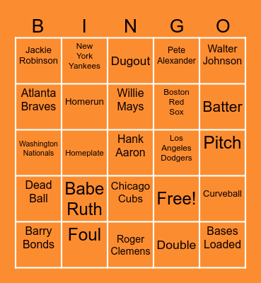 Let's Playball Bingo Card