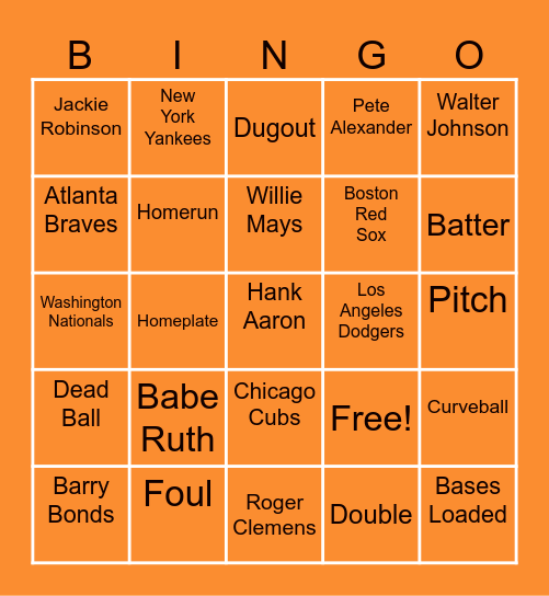 Let's Playball Bingo Card