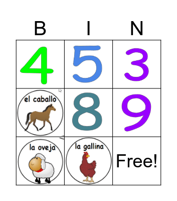 numeros 1 - 10 Bingo Card